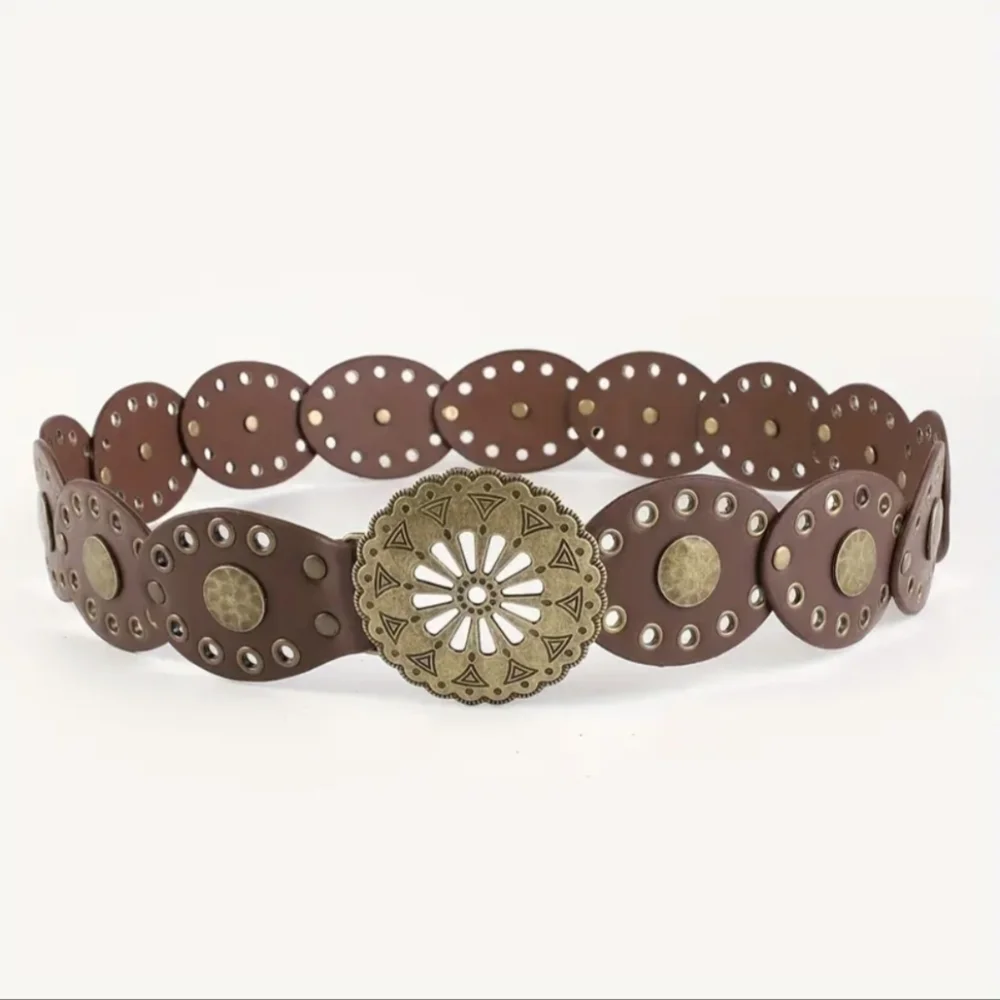 Western Bohemian Belt Brown Studded S M L plus size XL XXLBoho Belt Womens Belts